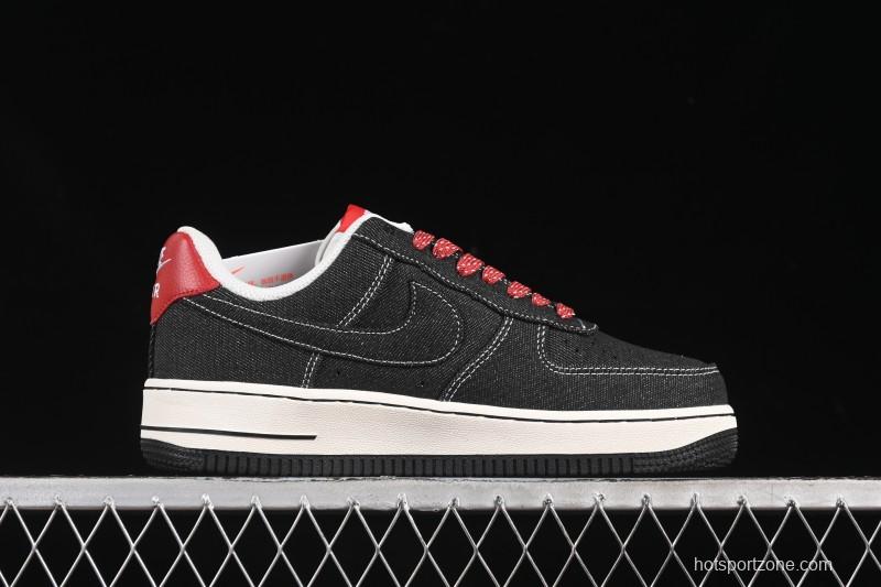 Nike Air Force 1'07 Low Stussy Collaboration Dark Grey Woven Casual Sneakers - LW9279-002