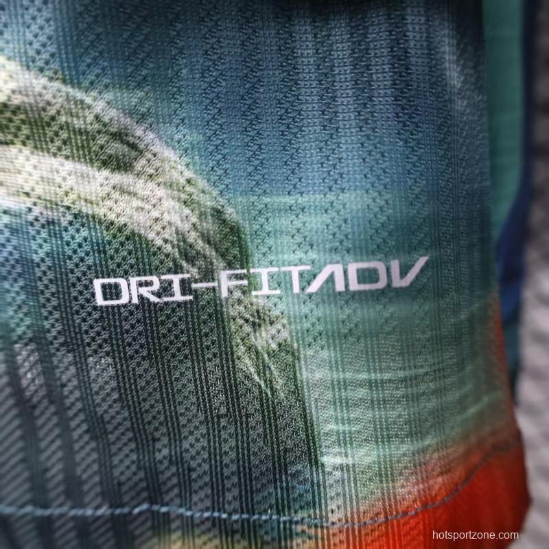 Player Version 2025 Brazil Light Blue with Jesus Christ Religious Artwork Jersey