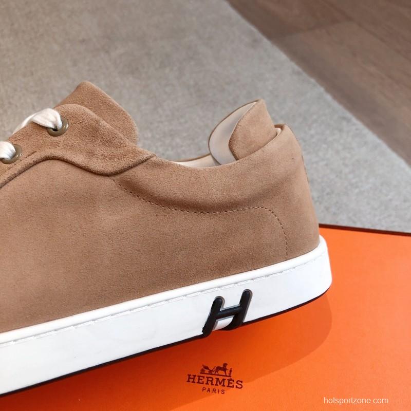 2025 Unisex H Beige White Suede Sneakers AS00380