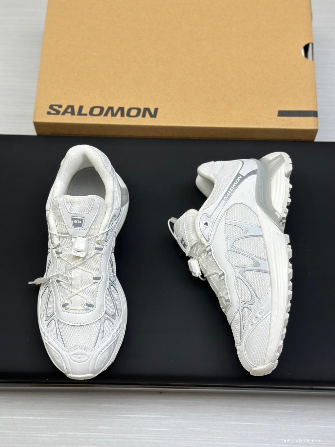 2025 Unisex SALOMON White Cream Leather Mesh Outdoor Sneakers KFY00320