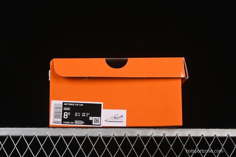 Nike Air Force 1 '07 Low LV Collaboration Light Gray Small Double Hook Casual Sneakers - YX5066-350