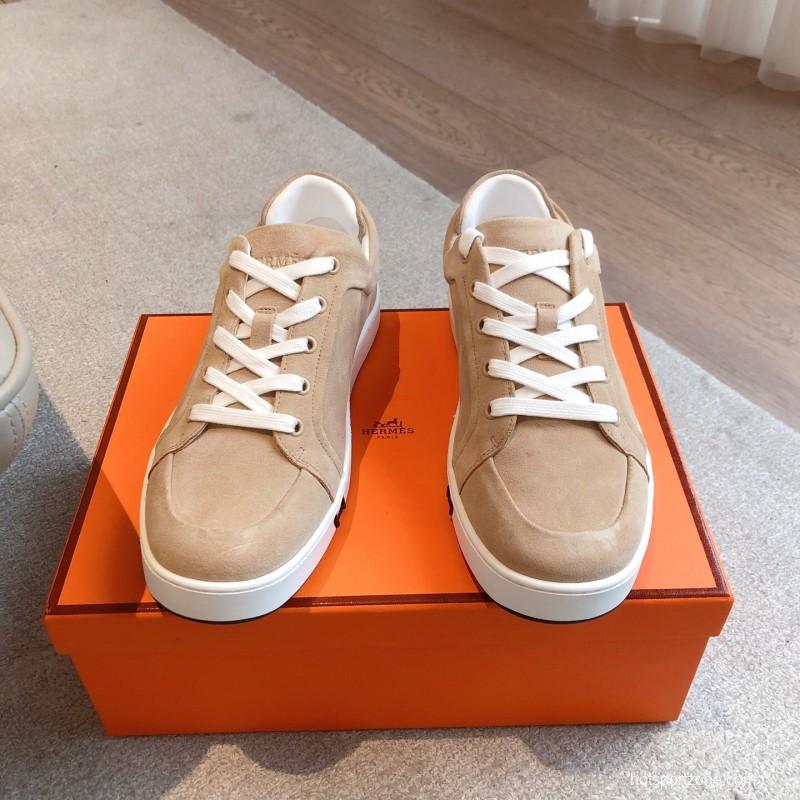 2025 Unisex H Brown Beige Suede Sneakers AS00380