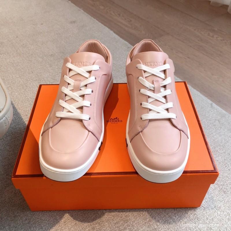 2025 Women Hermès Pink Leather Sneakers AS00380