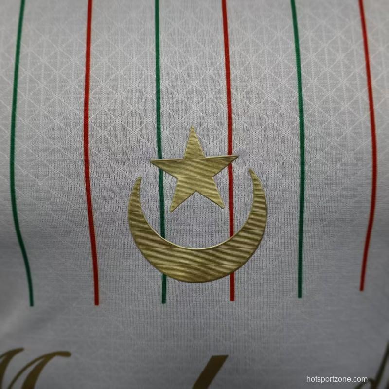 Player Version 2025 Palestina White with Red and Green Pinstripe Jersey