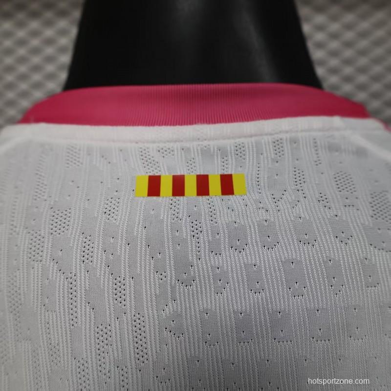 Player Version 25/26 FC Barcelona Pink White with Diagonal Stripe Pattern Jersey