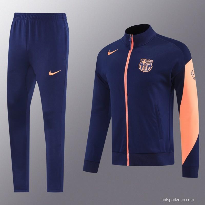 25/26 Barcelona Navy/Orange Full Zipper Jacket +Long Pants