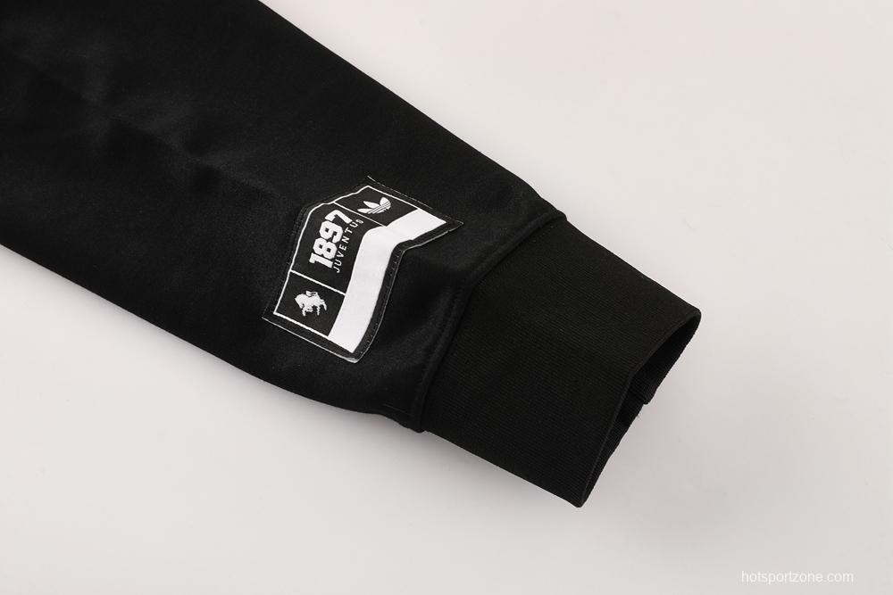 25/26 Juventus Black Hoodie Full Zipper Jacket + Long Pants
