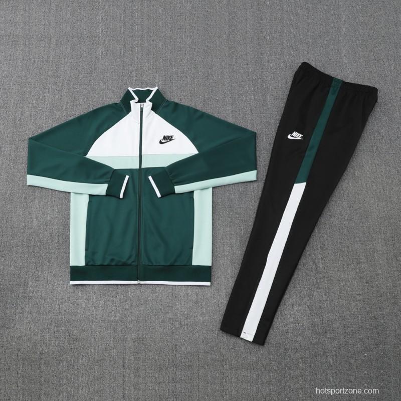 2025 Nike Green/White Full Hoodie Zipper Jacket +Long Pants