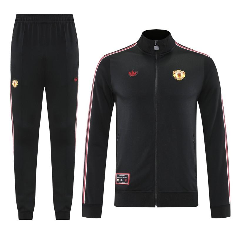 25/26 Manchester United Black Full Hoodie Zipper Jacket +Long Pants