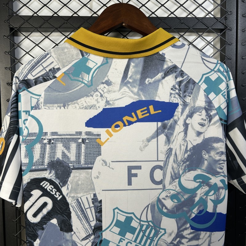 25/26 FC Barcelona White with Collage Art Jersey