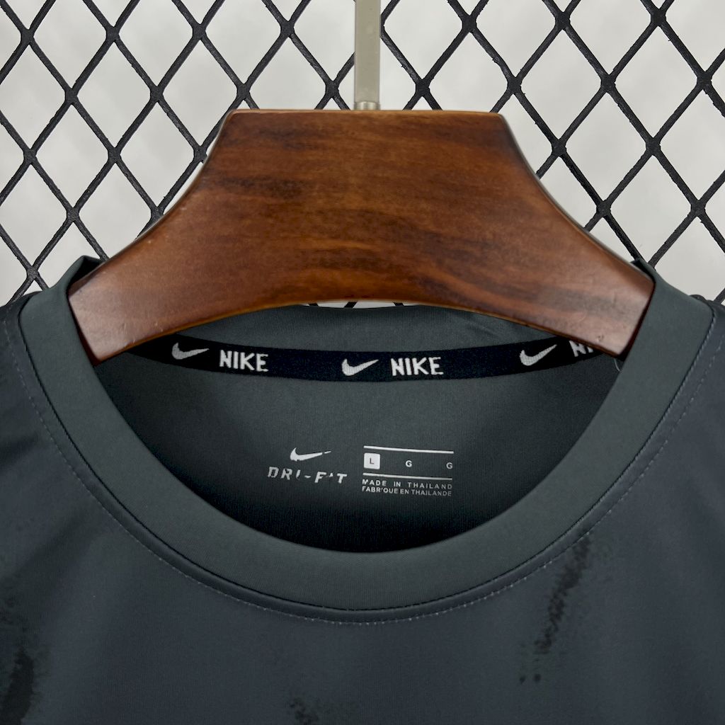 2025 NIKE Training Dark Grey with Abstract Paint Brush Pattern T-Shirt #1045