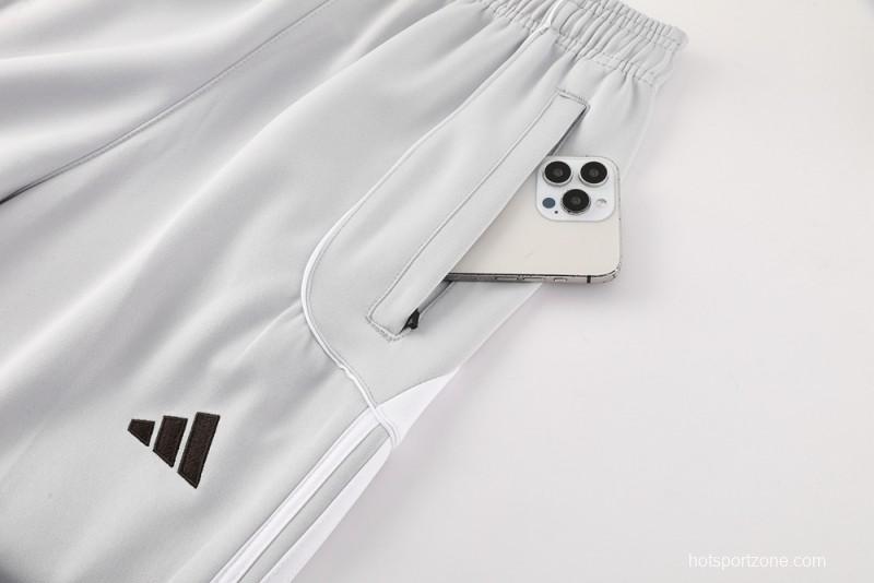 25/26 Real Madrid Grey/White Full Zipper Jacket + Long Pants