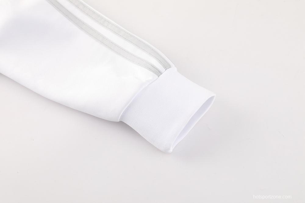 25/26 Real Madrid Grey/White Full Zipper Jacket + Long Pants