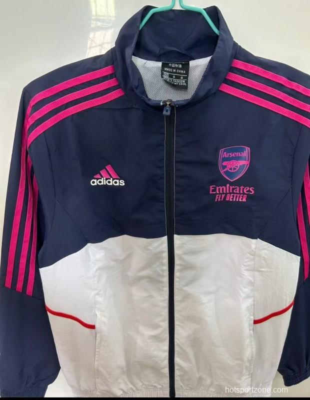 25/26 Arsenal Navy & White with Pink Stripes Windbreaker