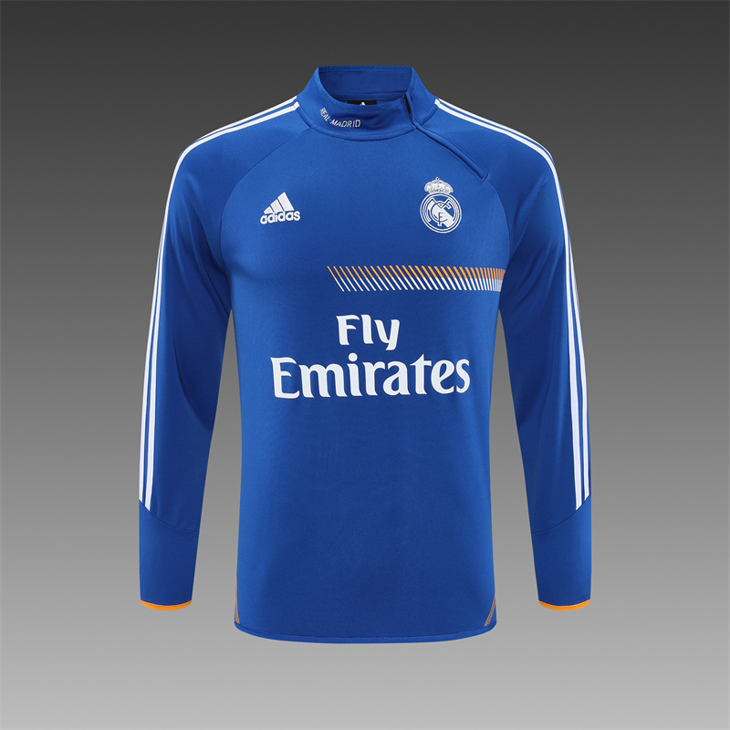 Retro 13/14 Real Madrid Color Blue Half Zipper Jacket