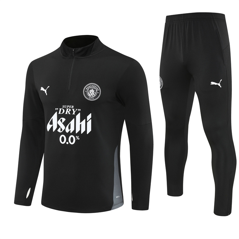 25/26 Manchester City Black Half Zipper Jacket+Long Pants