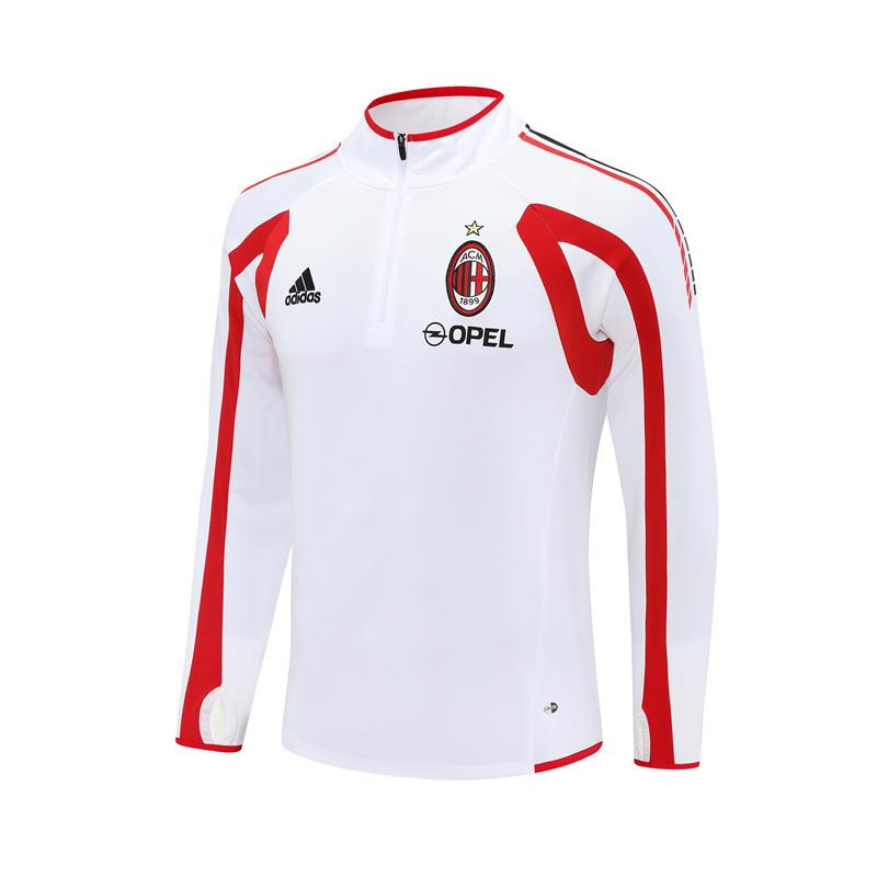 Retro 05/06 AC Milan White Half Zipper Jacket+Long Pants