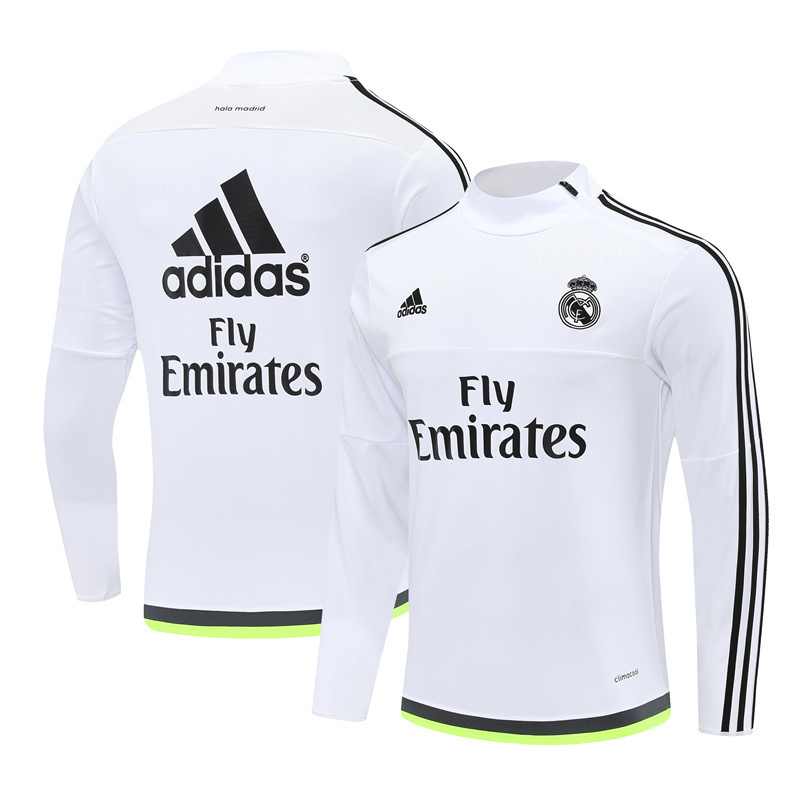 Retro 15/16 Real Madrid White Half Zipper Jacket