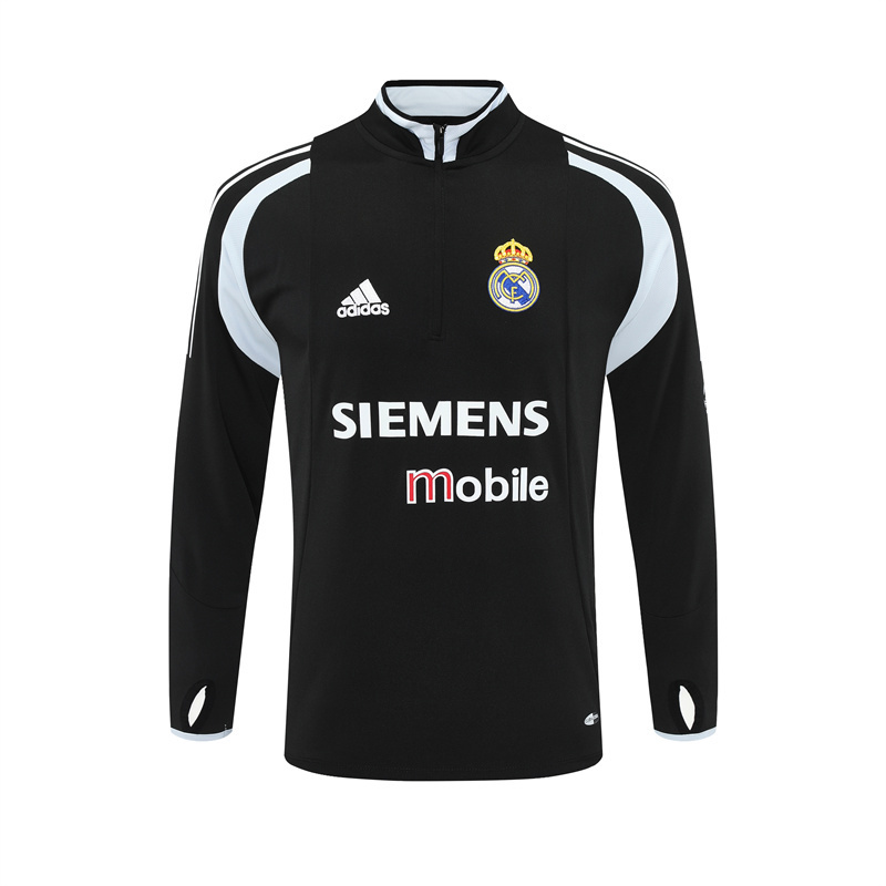 Retro 04/05 Real Madrid Black Half Zipper Jacket
