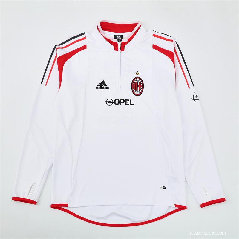 Retro 04/05 AC Milan White Half Zipper Jacket+Long Pants