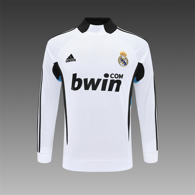 Retro 08/09 Real Madrid White Half Zipper Jacket