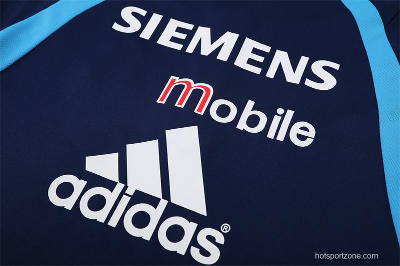 Retro 03/04 Real Madrid Royal Blue Half Zipper Jacket+Long Pants