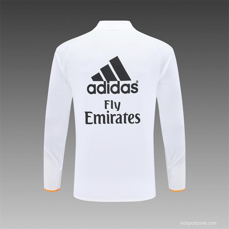Retro 13/14 Real Madrid White Half Zipper Jacket