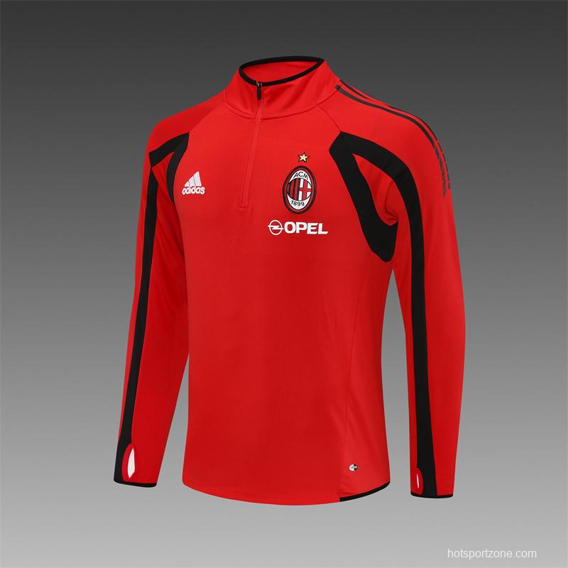 Retro 05/06 AC Milan Red Half Zipper Jacket