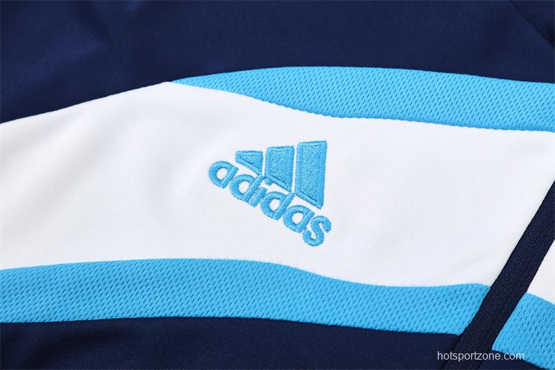 Retro 09/10 Real Madrid Royal Blue Half Zipper Jacket+Long Pants