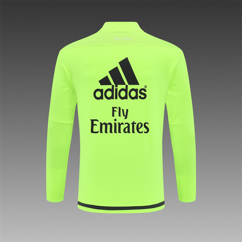 Retro 15/16 Real Madrid Fluorescent Green Half Zipper Jacket