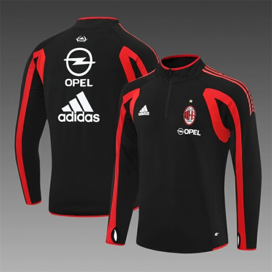 Retro 05/06 AC Milan Black Half Zipper Jacket+Long Pants