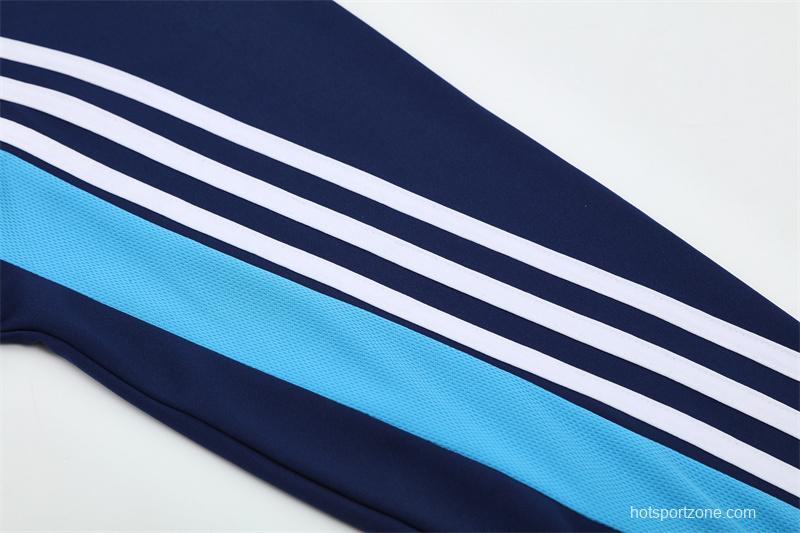 Retro 03/04 Real Madrid Royal Blue Half Zipper Jacket+Long Pants