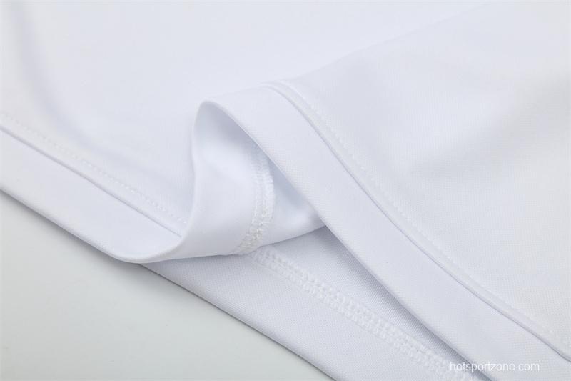 Retro 03/04 Real Madrid White Half Zipper Jacket+Long Pants