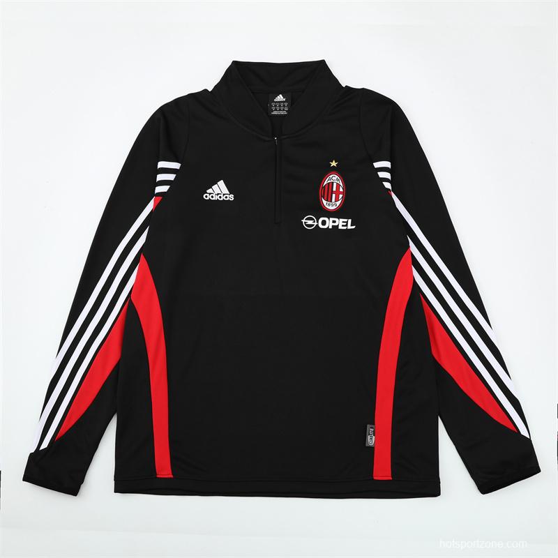 Retro 03/04 AC Milan Black Half Zipper Jacket+Long Pants