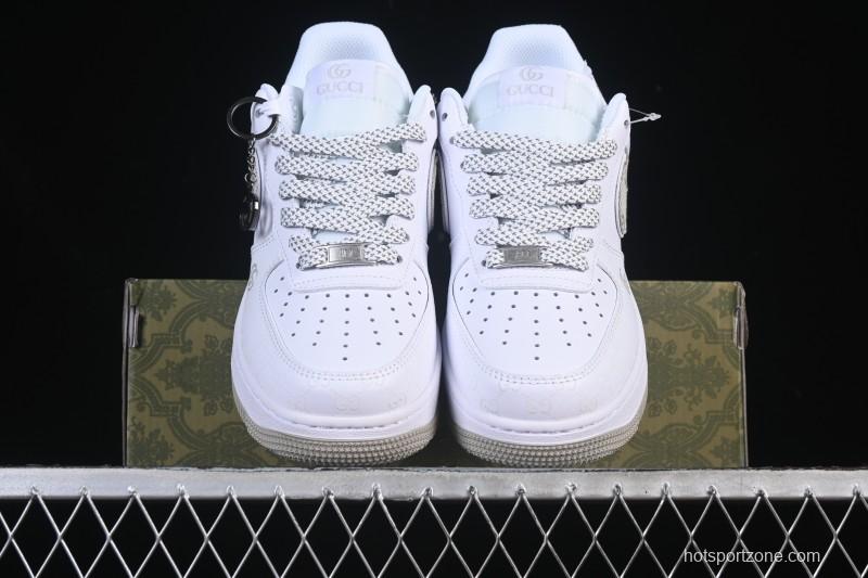 Nike Air Force 1 '07 Low Gucci Collaboration Light Gray Denim Glow-in-the-Dark Low-Top Casual Sneakers - XX3168-197