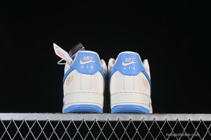 Nike Air Force 1 '07 Low Balenciaga Collaboration White Blue Gold Casual Sneakers - YF9511-803