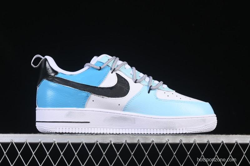 Nike Air Force 1'07 Low Hand-drawn Graffiti Electric Blue Tone Casual Sneakers - FB8917-300