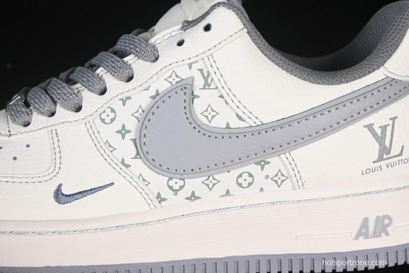 Nike Air Force 1 '07 Low LV Collaboration Printed Beige Swoosh Casual Low-Top Sneakers - HH7518-079