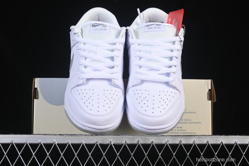 Nike Supreme x Dunk SB Dunk Low White Low-Top Casual Skate Shoes - HQ8487-100