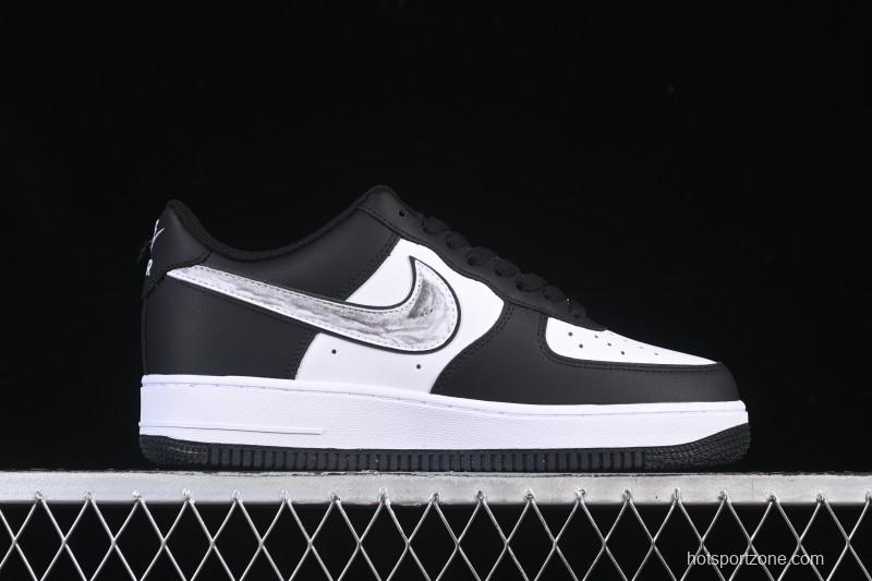 Nike Air Force 1'07 Low Black White Cracked Leather Casual Sneakers - ZH0316-118