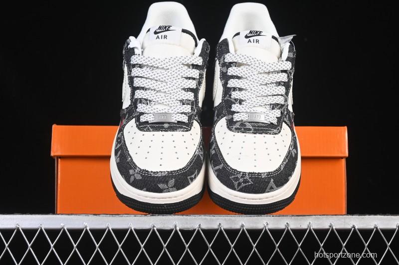 Nike Air Force 1 '07 Low LV Collaboration Denim Beige Black Stitching Casual Sneakers - MZ9588-815