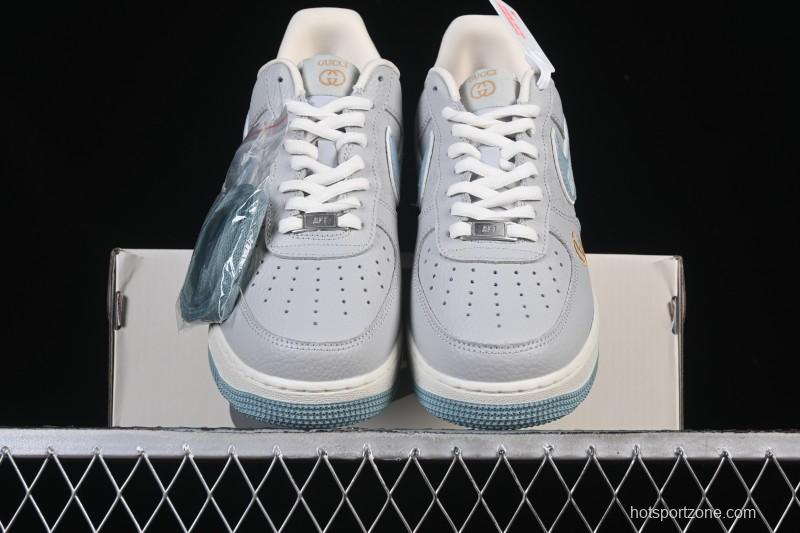 Nike Air Force 1'07 Low Gucci Collaboration Gray Blue Casual Sneakers - YF9511-800