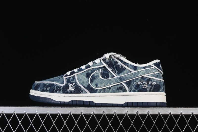 Nike SB Dunk Low LV Collaboration Blue Denim Low-Top Casual Skate Shoes - SC0601-466