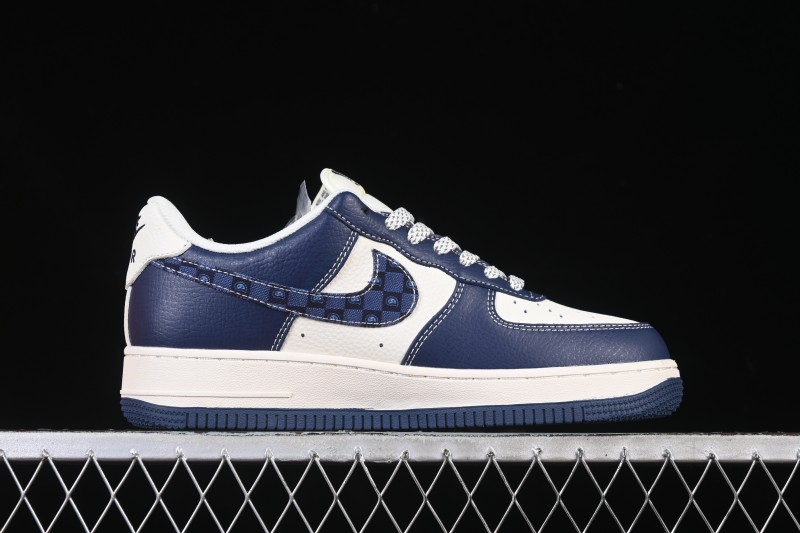 Nike Air Force 1 '07 Low LV Collaboration Navy Blue Cashew Flower Casual Sneakers - JP8028-009
