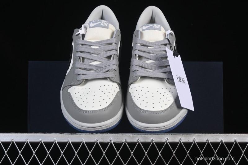 Dior Air Jordan 1 Low White Grey Collaboration Low-Top Sneakers - CN8608-002