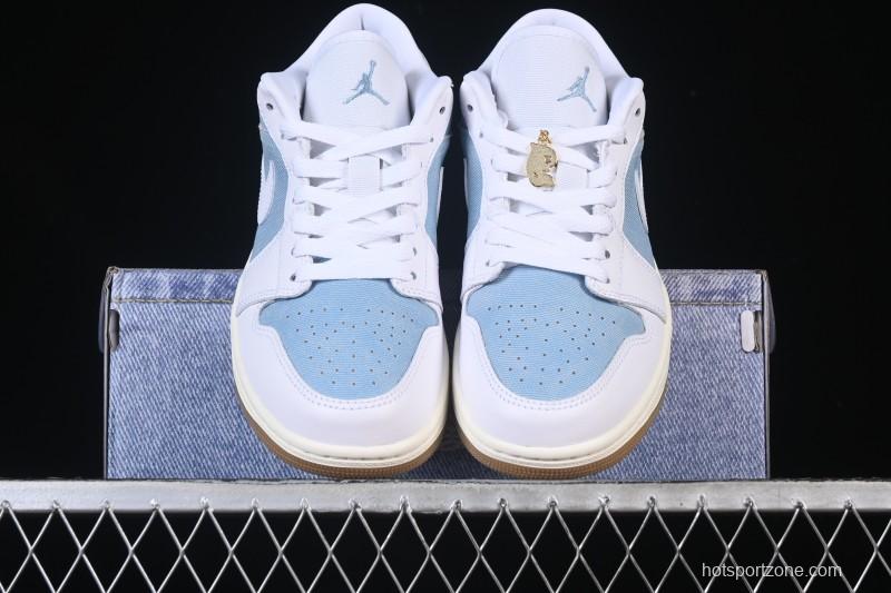 Nike Air Jordan 1 Low Denim Worn Blue Retro Basketball Shoes - HQ2004-400
