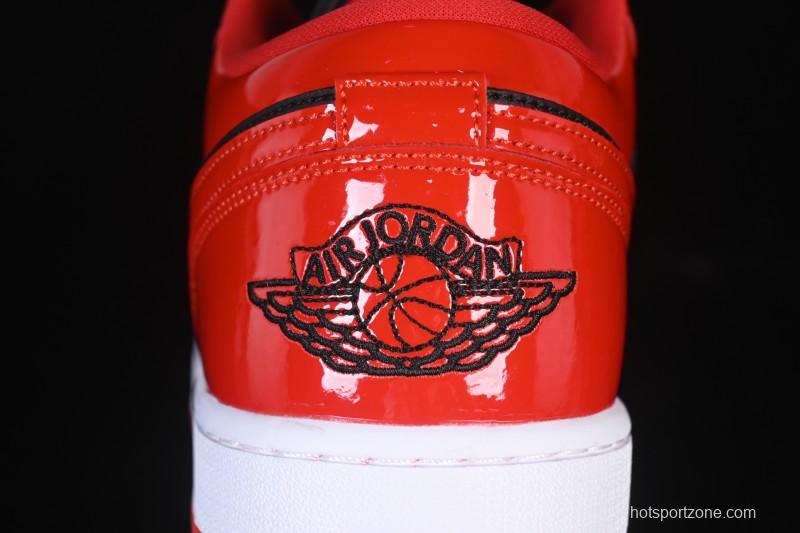 Nike Air Jordan 1 Low AJ1 Patent Leather Black Red Low-Top Casual Sneakers HV4089-006