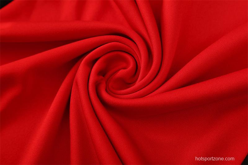 Retro 02/03 Manchester United Red Half Zipper Jacket+Long Pants