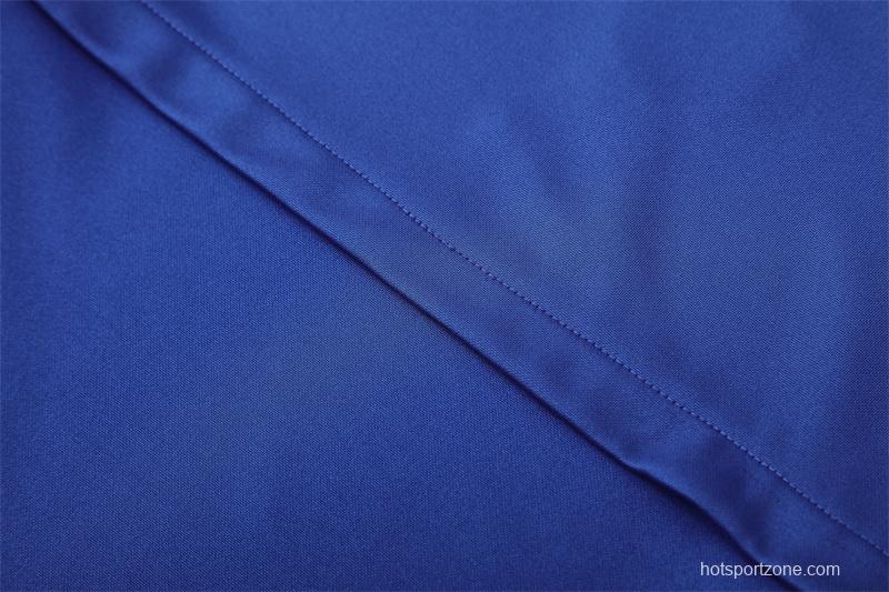 2002 Brazil Color Blue Half Zipper Jacket+Long Pants