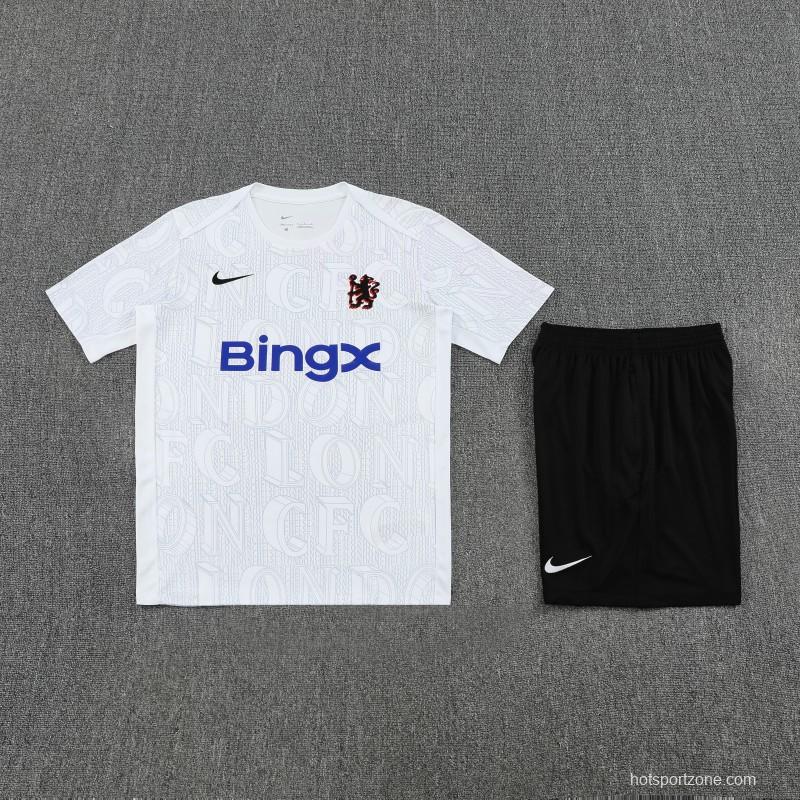 25/26 Chelsea White Short Sleeve Jersey+Shorts